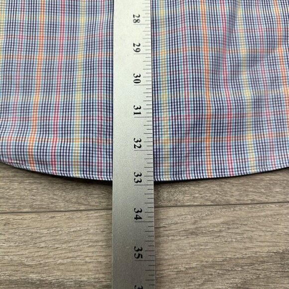 Orvis Dress Shirt Men's Large Blue Plaid Geometric Button Up Oxford Long Sleeve - Picture 12 of 14